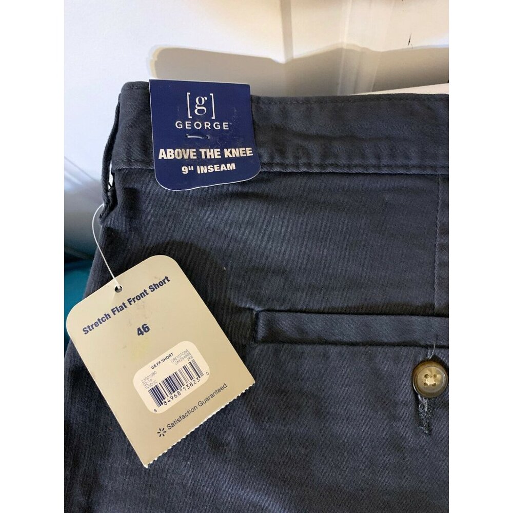 New George Men's Sz 46 Casual Flat Front Shorts Greystone‎  9" Inseam NWT